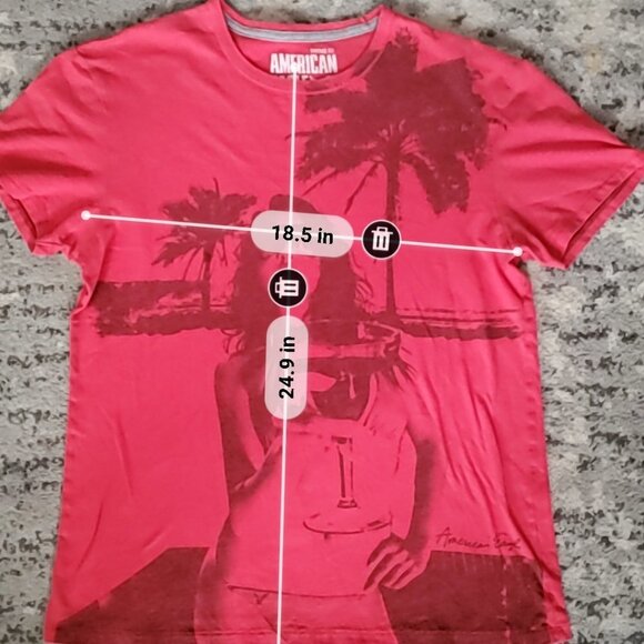 American Eagle Vintage Fit Live Your Life Red T-Shirt Size M - Picture 5 of 7